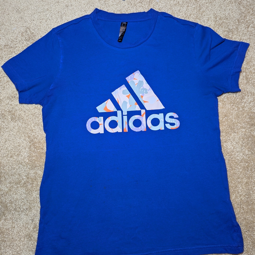 Adidas Vibrant Blue Tee with Graphic Logo